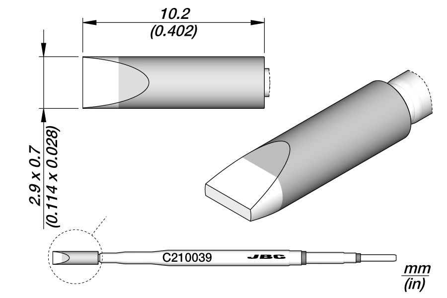 C210039 - Chisel Cartridge 2.9 x 0.7